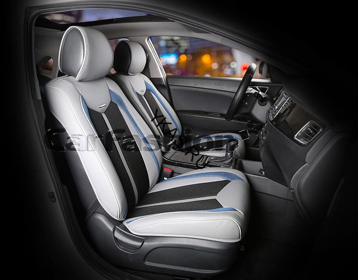 Накидки Фронт  «URBAN»  Серый/Чёрный/Синий  (твид экстра-класса/экокожа)