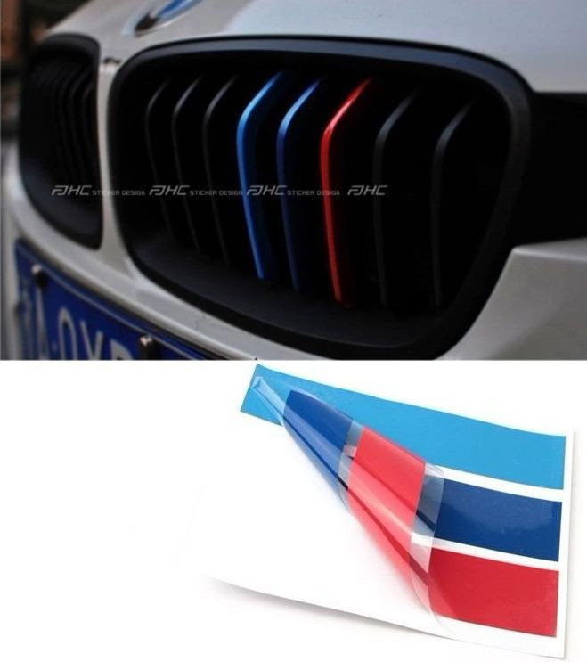Наклейка "BMW M "  трехцветная  25x15см.