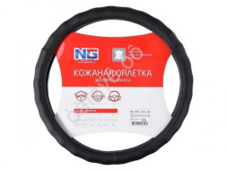 Оплетка на руль NEW GALAXY - М, Чёрный (кожа рифлен.)