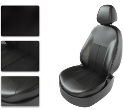 Авточехлы Экокожа VW Polo седан с 2020г- черный (раздельн.40/60) (Premium)