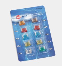 Предохранители флажковые "M5" MICRO низкопрофильные набор 5А-30А 10шт/блистер