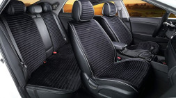 Комплект Накидок  «MONACO PLUS»  Чёрный/Чёрный/Серый  (велюр премиум класса/экокожа)