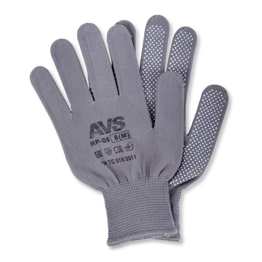 Перчатки нейлоновые с ПВХ (серые)
