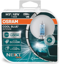 Лампа OSRAM 12V H7 55W CBN-HCB PX26d (2шт) (+100% голуб.5000К)