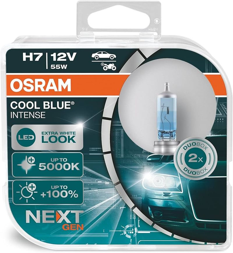 Лампа OSRAM 12V     H7   55W  CBN-HCB  PX26d  (2шт) (+100% голуб.5000К)