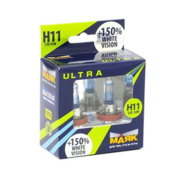 Лампа МАЯК 12V Н11 55W Ultra PGJ19-2 White Vision+ 150% (к-кт 2шт)
