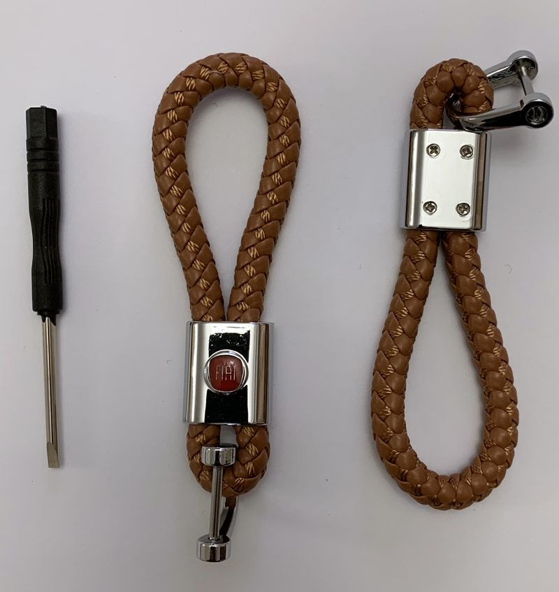 Брелок кожа плетенная  FIAT  Коричневый