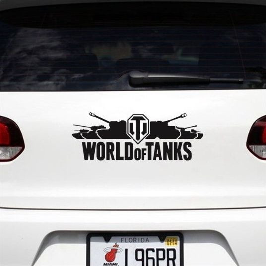 Наклейка "WORLD OF TANKS"  20x8см.  Черный