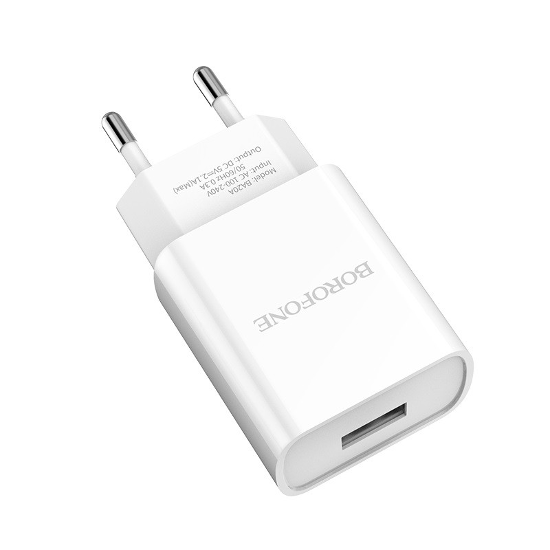 Зарядные устройства 220V  Borofone  5V/2,1A 1USB Белый