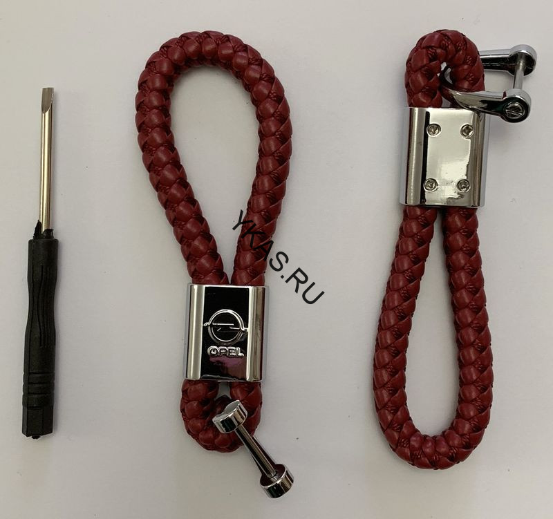 Брелок кожа плетенная  OPEL  Красный