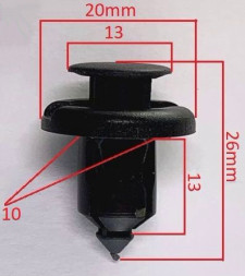 Клипсы  В=26 / Ш=20 мм.  (цена за упак. 10шт.)
