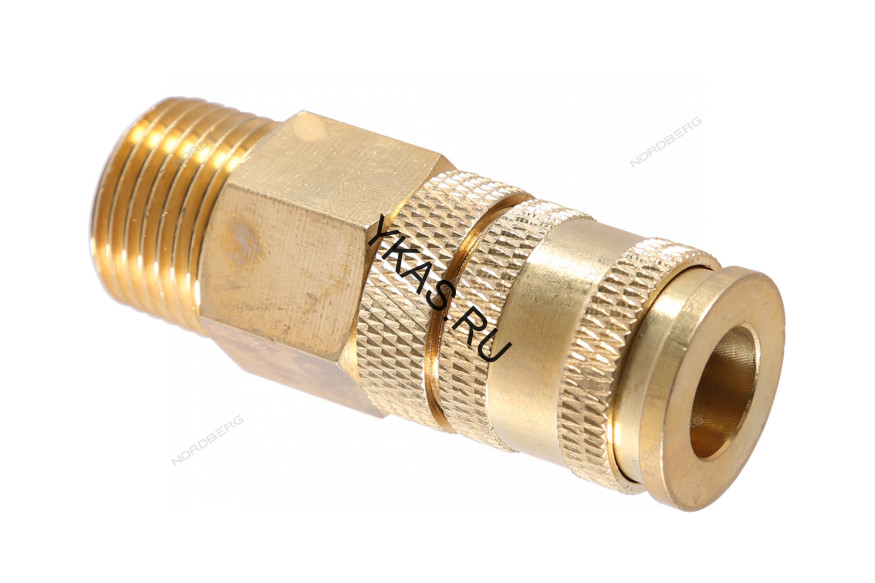 Разъем быстросъемный NORDBERG NPF24B с фиксатором ("мама" - резьба M1/2", латунь)
