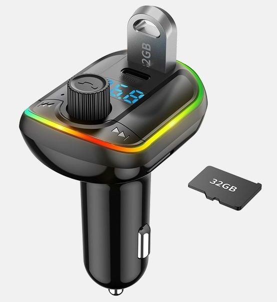 FM - Модулятор  Carlife  с громкой связью по Bluetooth  (USB + USB Type C)