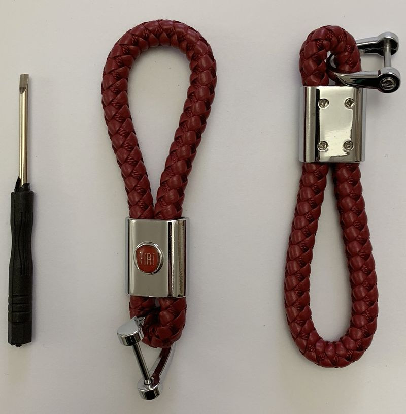 Брелок кожа плетенная  FIAT  Красный