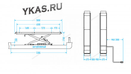 Подъемник ножничный для сход-развала 4,5 т, 380 В, серый_76685