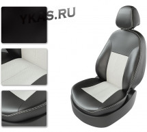 АВТОЧЕХЛЫ  Экокожа  Skoda  Oktavia A7 с 2013г- черный-белый (с подлокотником) РОМБ (Premium)