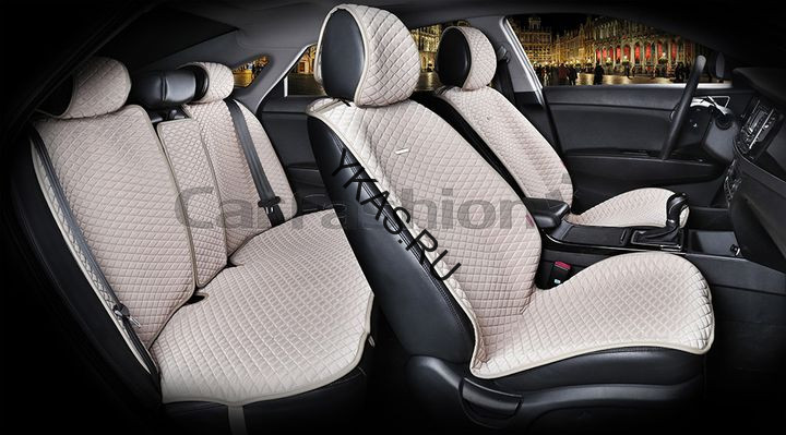 Комплект Накидок  «PALERMO PLUS»  Бежевый/Бежевый (капрон/экокожа)