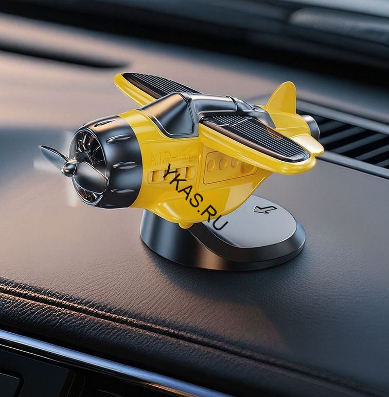 Игрушка на торпедо "самолет кукурузник" с ароматизатором, желтый