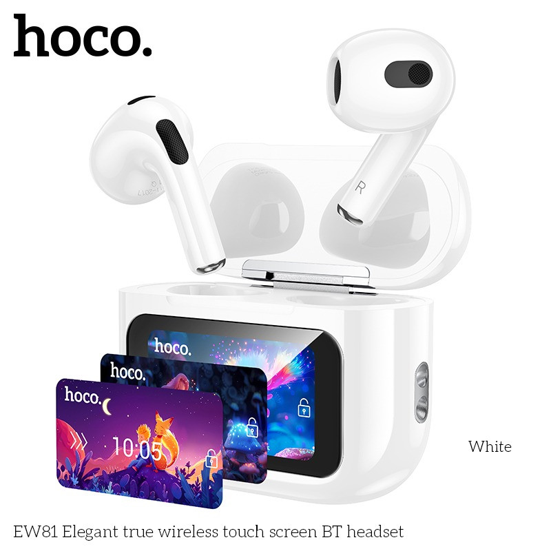 Наушники HOCO EW81 TWS вкладиши, Bluetooth, 300 мАч, с экраном, белый