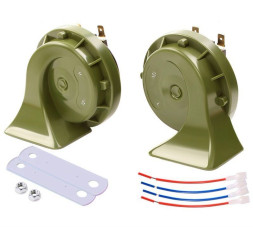 Сигнал "улитка" водонепроницаемые, тон высокий/низкий 12V, зеленые