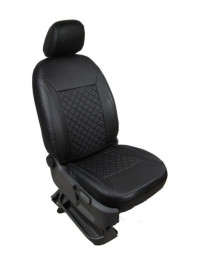 Чехлы  «ATOM LEATHER РОМБ», чёрный/чёрный/чёрный  (Экокожа)