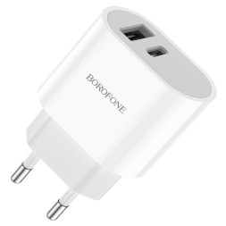 Зарядные устройства 220V Borofone 5V/2,4A 1 USB, Type-C Белый