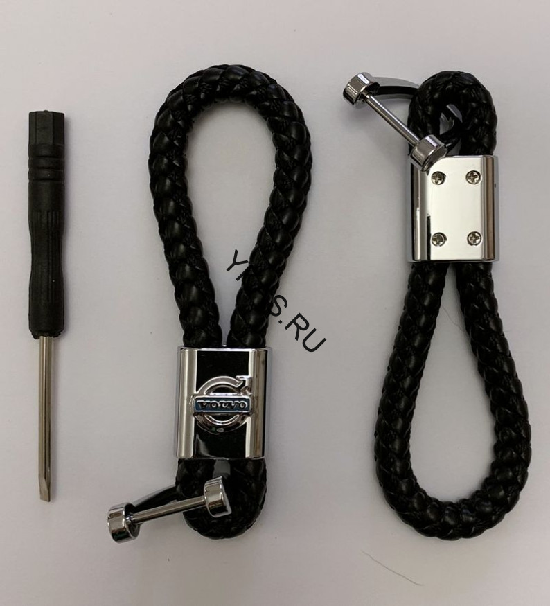 Брелок кожа плетенная  VOLVO  Черный