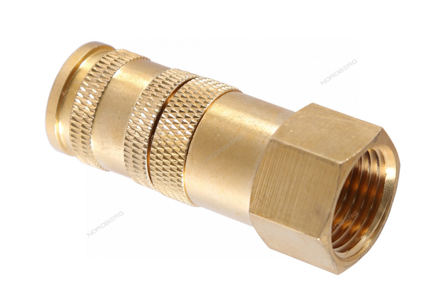 Разъем быстросъемный NORDBERG NPF34B с фиксатором ("мама" - резьба F1/2", латунь)
