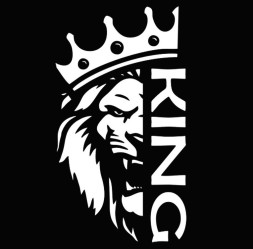 Наклейка "KING лев" 14x25см. Белый