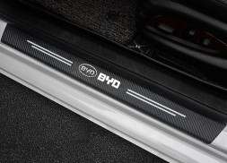 Наклейки защитные на пороги карбон (60см-2шт; 40см-2шт.) 4шт. BYD