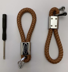 Брелок кожа плетенная  GEELY  Коричневый