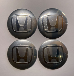 Этикетки на диски (метал) диам. 56,5мм. "HONDA" серебро (4 шт.)