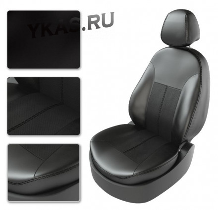АВТОЧЕХЛЫ  Экокожа  Renault Duster  с 2015г-  черный (раздел.) с Airbag (Premium)