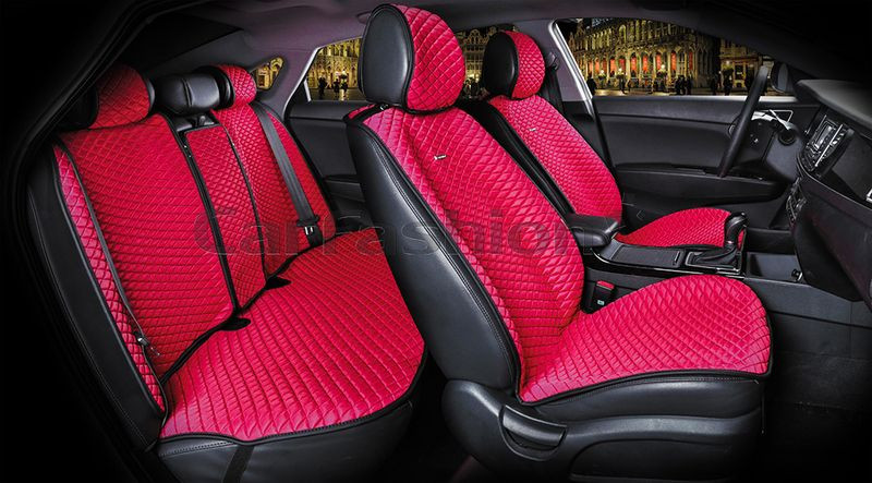 Комплект Накидок  «PALERMO PLUS»  Красный/Красный (капрон/экокожа)