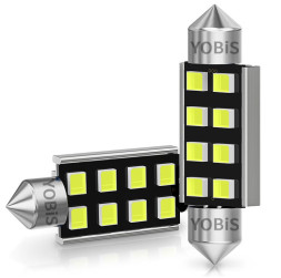 SOLAR Свет-од 12V T11x36 8 SMD C5W SV8.5 белый (с обманкой)