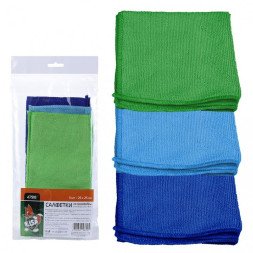 Салфетки из микрофибры в наборе ( 3 шт-25х25см) "Li-Sa" цвета в асортименте (европодвес)