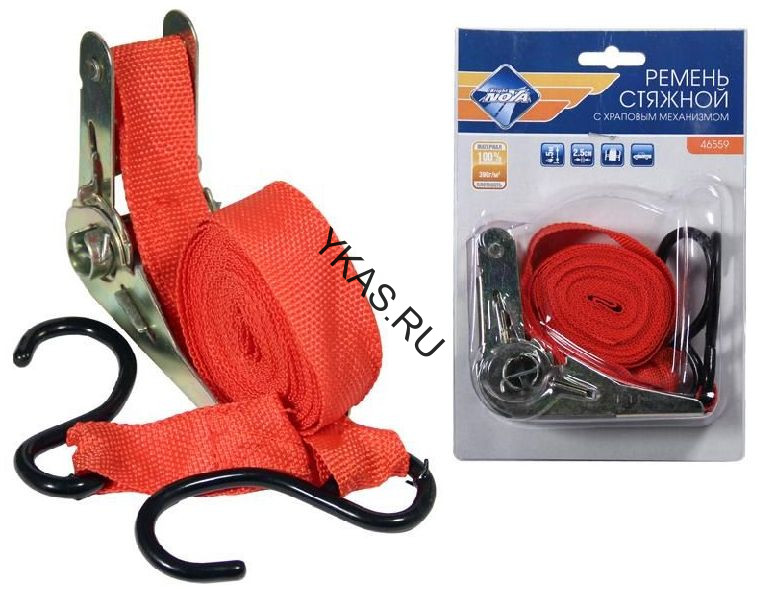 Стяжка груза  "Nova Bright"  25мм х 4,5м , блистер,  с фиксатором  (1шт.)