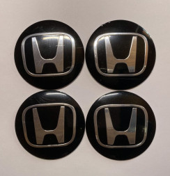 Этикетки на диски (метал) диам. 56,5мм. "HONDA" черный (4 шт.)