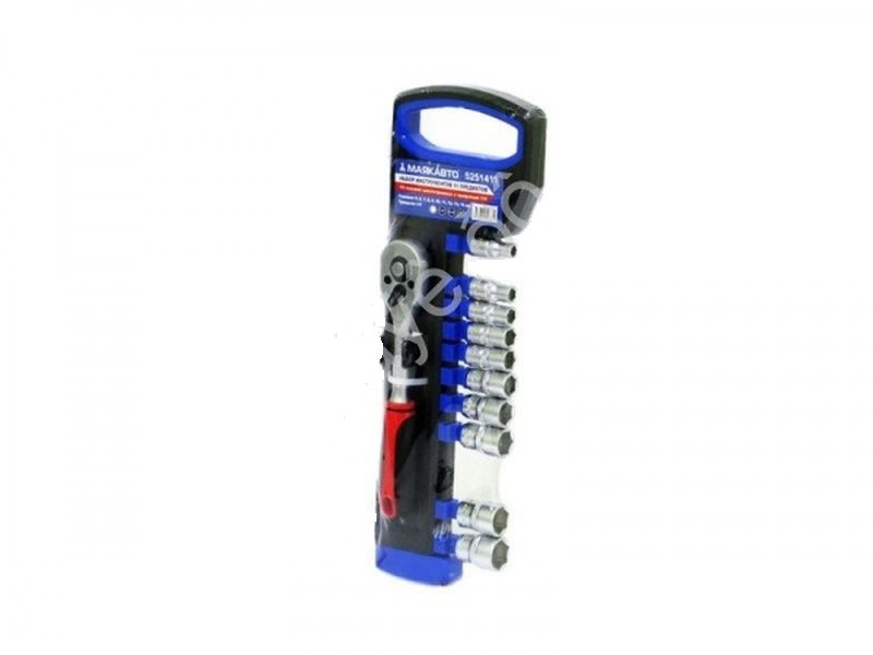 М5. Набор инструментов 11 предм.: 10 головок 6гр. 5-14мм с трещоткой 1/4"