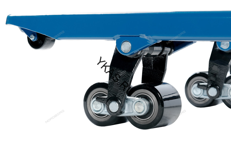 Усиленная тележка складская (рохла) гидравлическая NORDBERG N3901-25R с резиновыми колесами