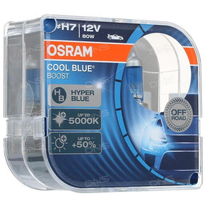 Лампа OSRAM 12V     H7   80W  CBB BOX  PX26d  (2шт.) (голуб.5000К) COOL BLUE HYPER +50%