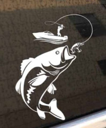 Наклейка "Рыбак "   (17х12см)  Белый