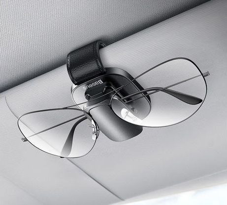 Держатель очков Baseus на козырек на клипсе  Серый