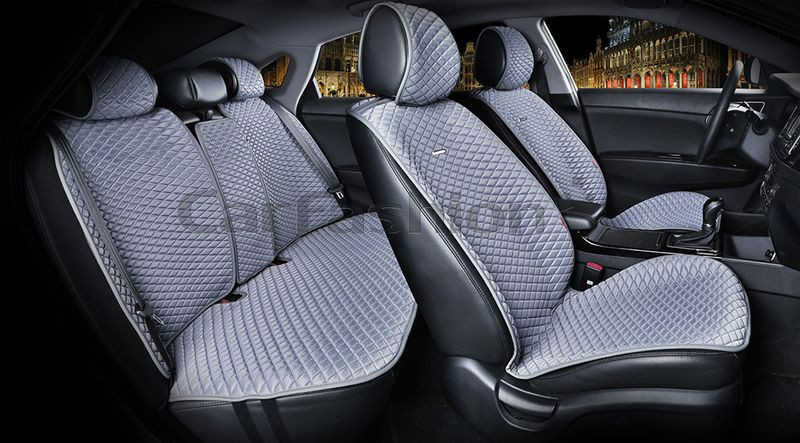 Комплект Накидок  «PALERMO PLUS»  Серый/Синий (капрон/экокожа)