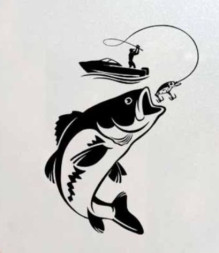 Наклейка "Рыбак "   (17х12см)  Черный