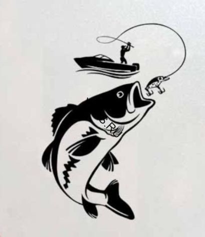 Наклейка "Рыбак "   (17х12см)  Черный