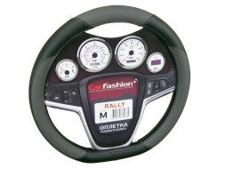 Оплетка на руль CF RALLY - М, Чёрный/Серый (со скошенным низом)