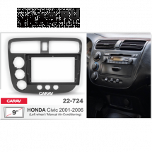 Переходная рамка CarAv 22-724 9' HONDA Civic 2001-06 (левый руль / кондиционер / черный)  предзаказ