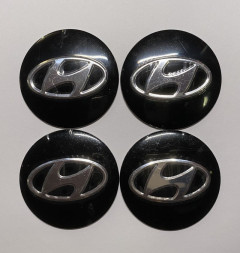 Этикетки на диски (метал) диам. 56,5мм. "HYUNDAI" черный (4 шт.)