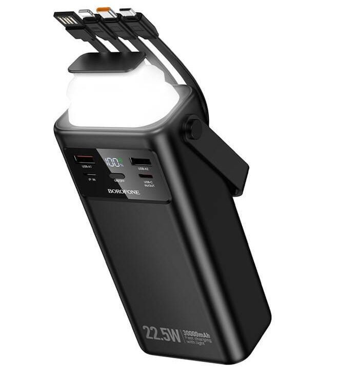 Зарядное устр-во Power Bank Borofon BJ65 быстрая зарядка  PD+QC3.0 4 порта 30000mAh + фонарик